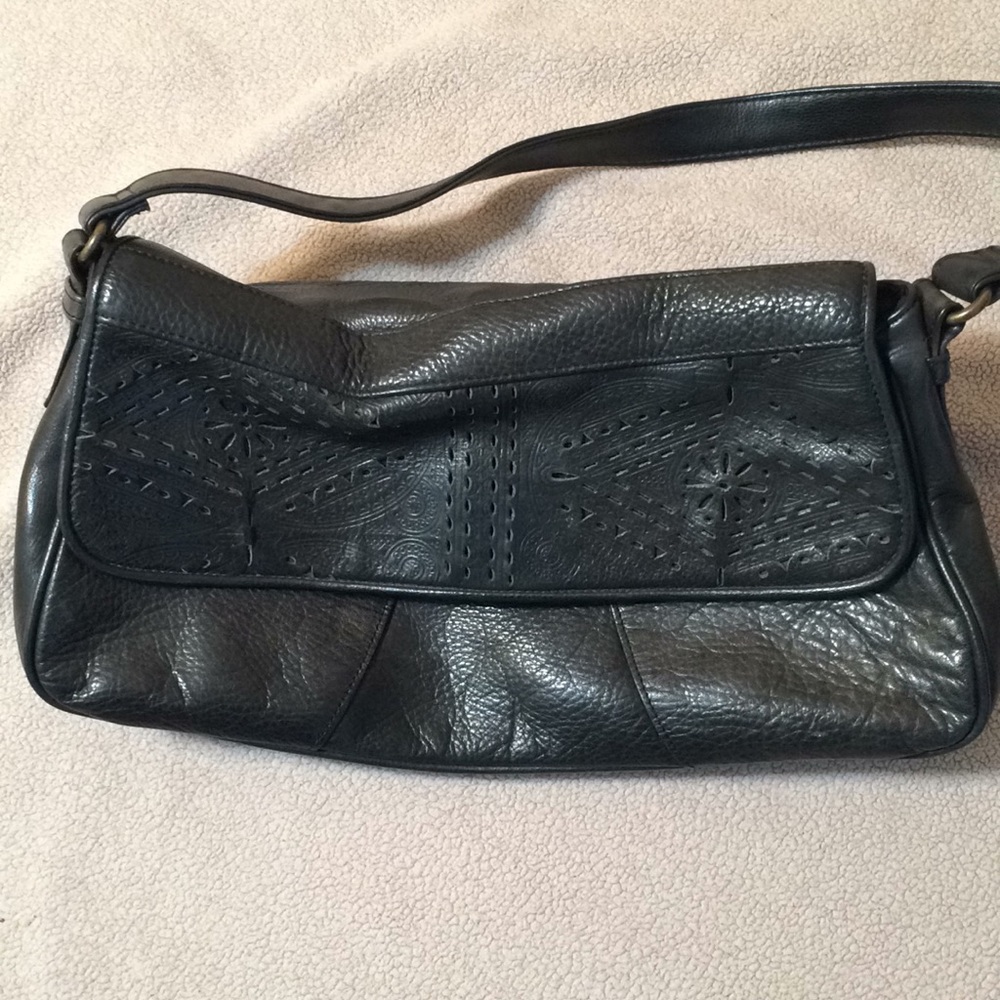 Kate Laundry Black Leather Shoulder Bag